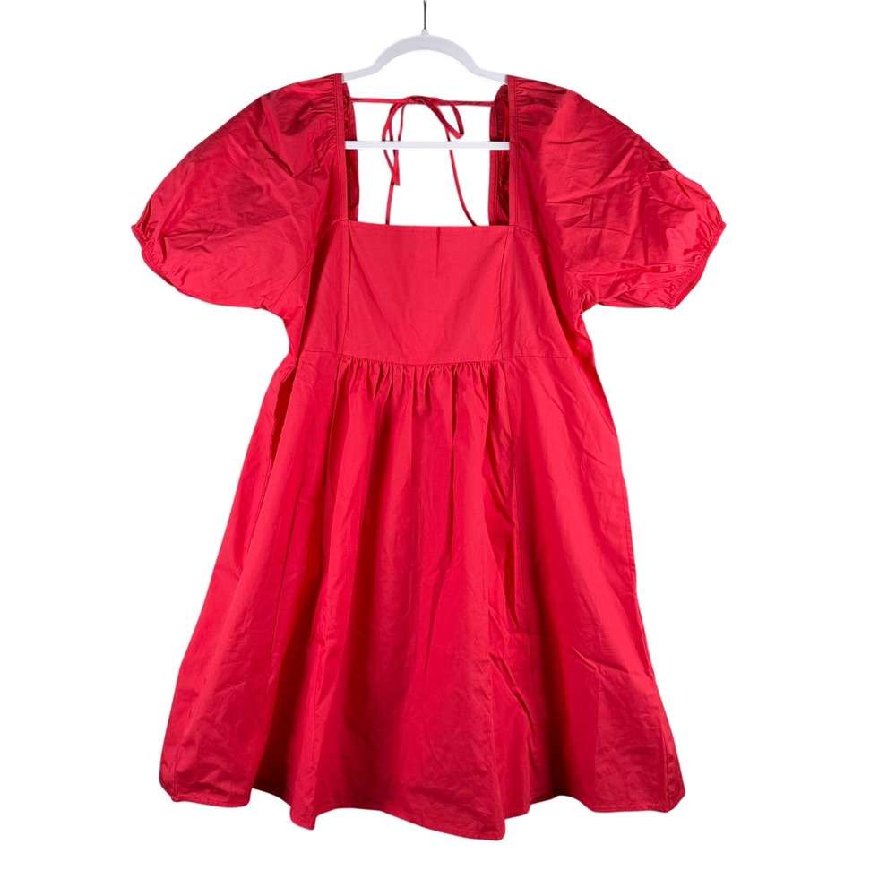 Draper James Womens Large Dress Hibiscus Puff Sleeve Square Neck Tie Back Cotton